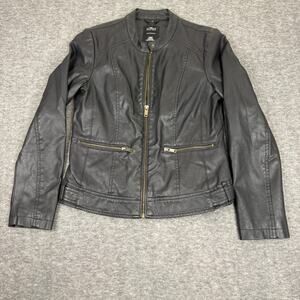 Mavi Denim Wear Women's Moto Bomber Jacket Black size Small Minimalist